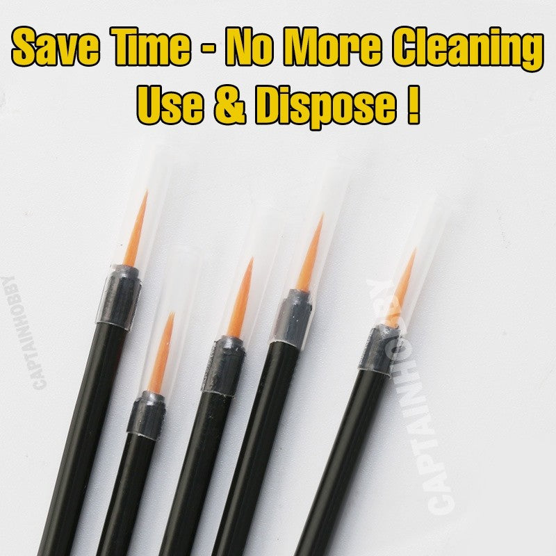 🇸🇬 Disposable Fine Detail Brush– for Model Kit Weathering, Panel Lining, Touch-Up & Glue Application