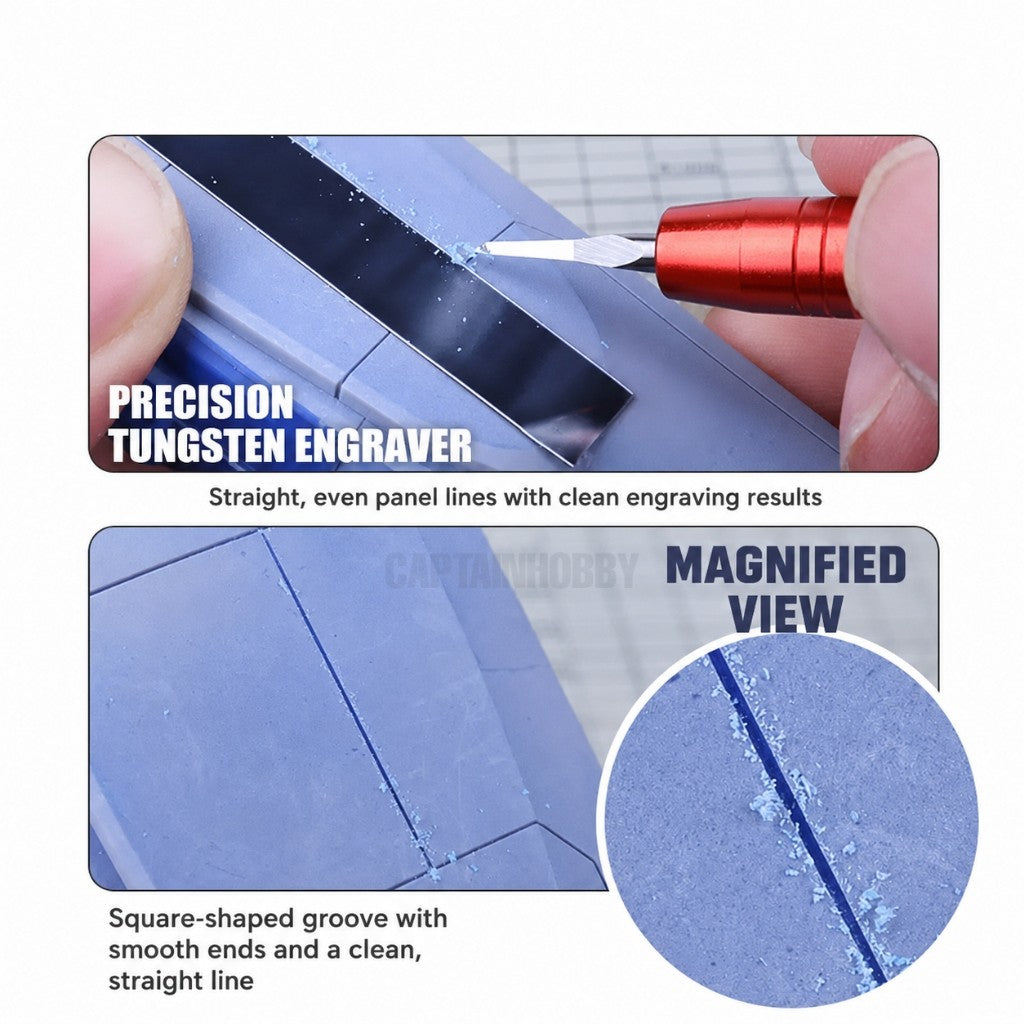 Premium Ultra-Hard Tungsten Steel Engraver Chisel Push Broach for Gundam Gunpla Panel Line Scribing
