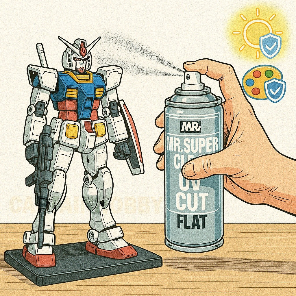 Mr.Hobby Gundam Top Coat Water-Based Spray 75% Semi-Matte UV Cut for Gunpla Models