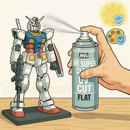 Mr.Hobby Gundam Top Coat Water-Based Spray 75% Semi-Matte UV Cut for Gunpla Models