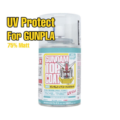 Mr.Hobby Gundam Top Coat Water-Based Spray 75% Semi-Matte UV Cut for Gunpla Models
